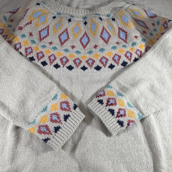 Women’s Fair Isle Sweater Casual Loose Warm Knitted Pullover Boatneck - Picture 6 of 9